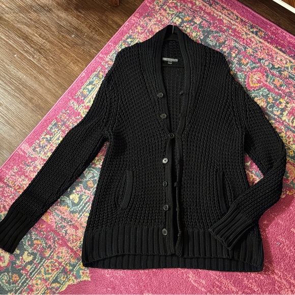 John Varvatos Other - John Varvatos Black Silk Blend Chunky Knit Cardigan Sweater